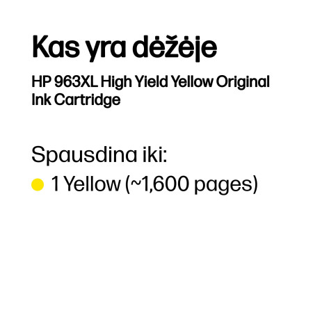 HP 963XL didelės apimties geltonas originalus rašalas