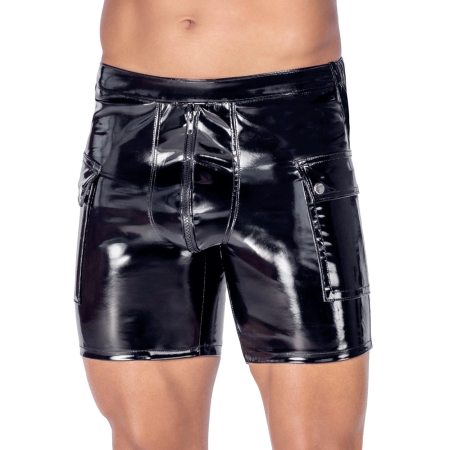 Black Level Vinyl Shorts 3XL - Shiny Stretch Fit with Side Pockets
