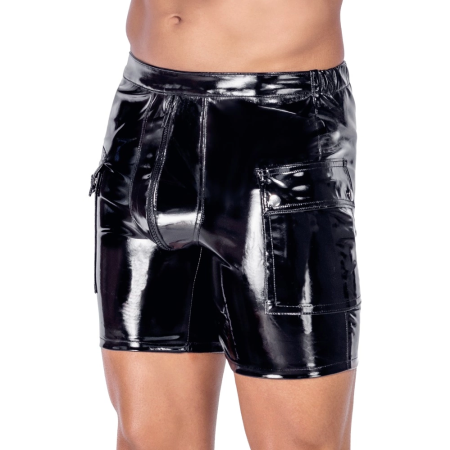Black Level Men's Vinyl Shorts 2XL with Padded Zip and Side Pockets