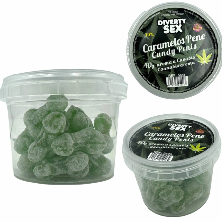 DIVERTY SEX Diablo Goloso Mini Candy Jar 20pcs Cannabis Aroma Green
