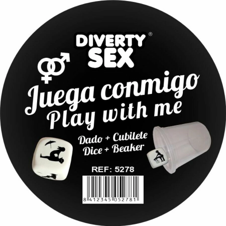 DIVERTY SEX Diablo Picante White Dice with Positions & Transparent Cup 30mm