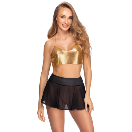 Cottelli PARTY Powernet Flared Mini Skirt Black S - Transparent Design
