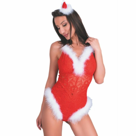 LivCo Corsetti LC 90706 Festive Christmas Bodysuit L/XL Red-White
