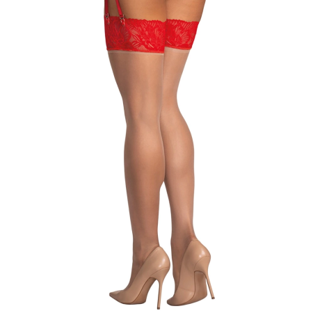 Obsessive Matildea Sheer Stockings S/M with Red Lace Top