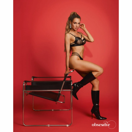Obsessive Dominna 2-Piece Lingerie Set Black - Adjustable Straps & Mesh