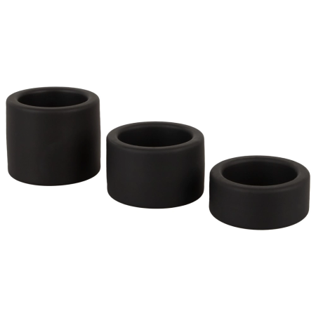 Erecto Liquid Silicone Ball Ring Set - 3 Sizes, Flexible, Black