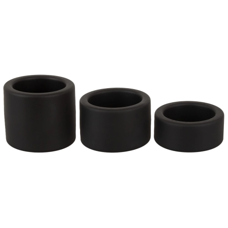 Erecto Liquid Silicone Ball Ring Set - 3 Sizes, Flexible, Black