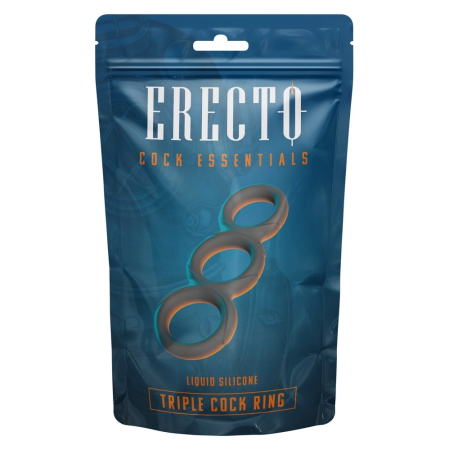 Erecto Triple Ring Liquid Silicone Anatomical Support System Black