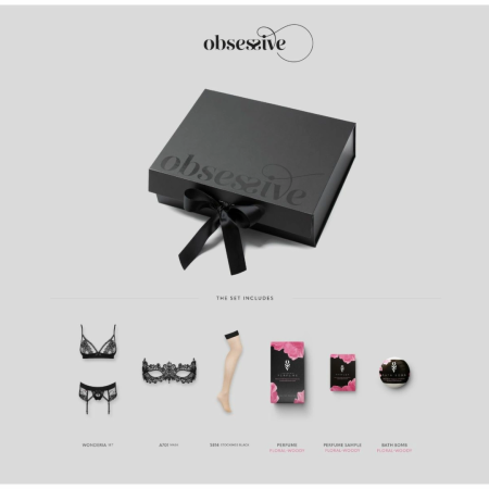 Obsessive Wonderia Luxury Gift Box Black - Lingerie, Mask & Fragrance Set