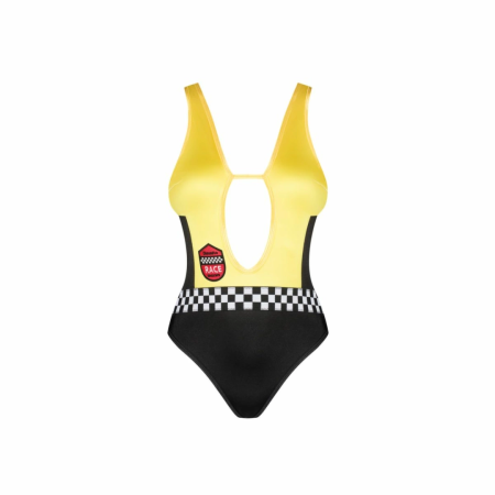 Obsessive Rallien Black Bodysuit with Sporty Design and Adjustable Strap