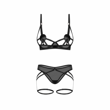 Obsessive Euridia 2-Piece Lingerie Set Black - Geometric Straps & Elegance