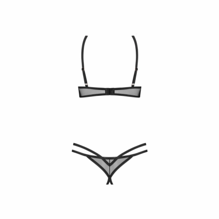 Obsessive Euridia 2-Piece Open Set Black - Geometric Straps & Underwire XL/XXL