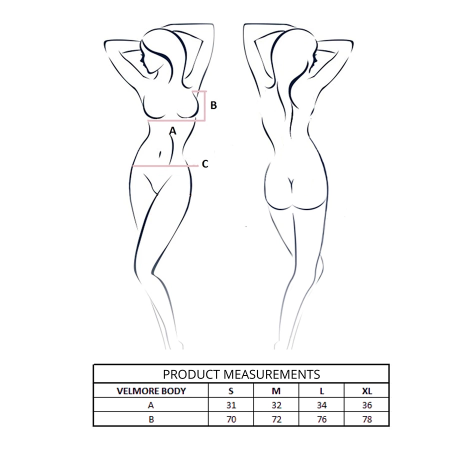 Passion Velmore Bodysuit Black L/XL - Elegant Lace Deep V-Neck Design