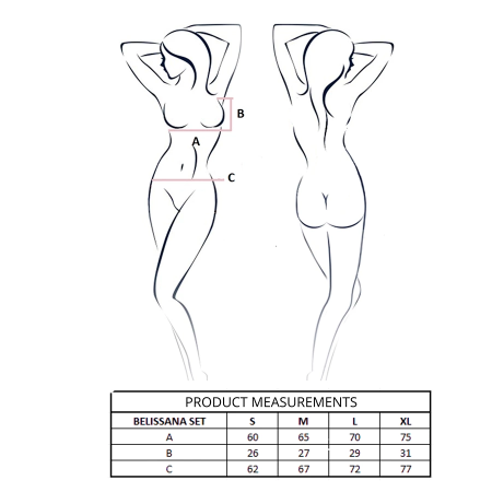 PASSION Belissana Women's Bra and Thong Set Black L/XL Elegant Lace