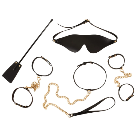 Bad Kitty Bondage Set Gold - 5-Piece Elegant Black & Gold Accessory Kit