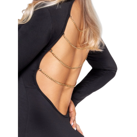 Cottelli PARTY Mini Dress with Removable Gold Chains, Black, M