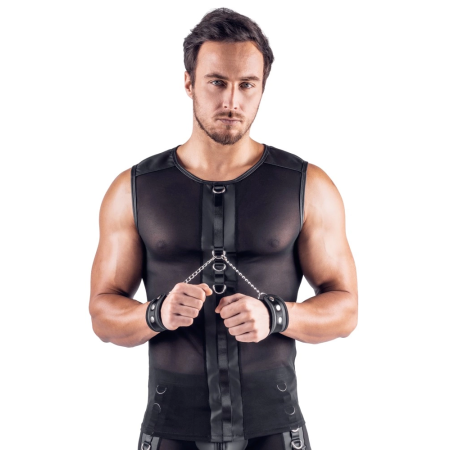 Svenjoyment Bondage Mesh Shirt 3XL with Matte Cuff System - Black