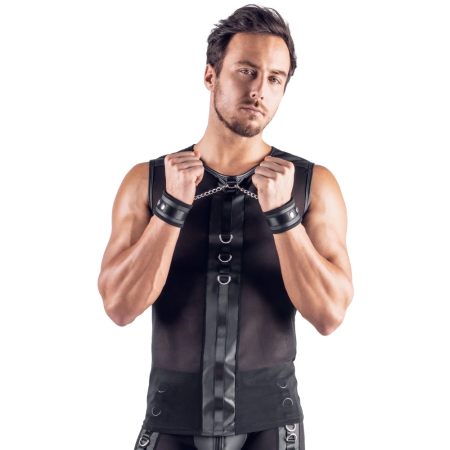Svenjoyment Bondage Mesh Shirt 3XL with Matte Cuff System - Black