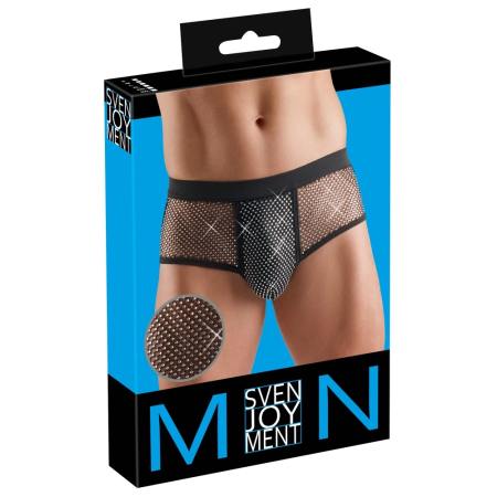 Svenjoyment Men's Sparkle Black Briefs 2XL with Gem Accents