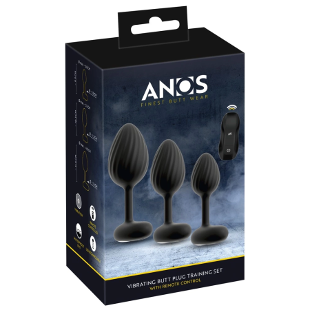 ANOS RC Vibrating Plug Set - 3 Sizes, Waterproof, Silicone, Black
