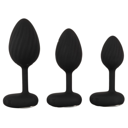 ANOS RC Vibrating Plug Set - 3 Sizes, Waterproof, Silicone, Black