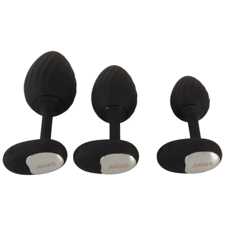 ANOS RC Vibrating Plug Set - 3 Sizes, Waterproof, Silicone, Black