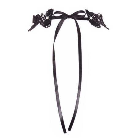 Cottelli ACCESSOIRES Black Lace Choker with Pearls Adjustable S-L