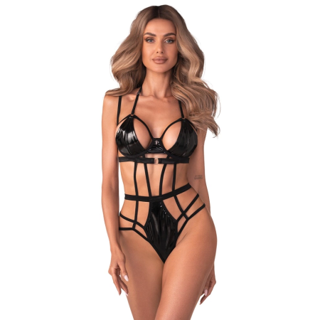 Obsessive Keira Lise Black Strap Body L/XL Adjustable Vinyl Accents