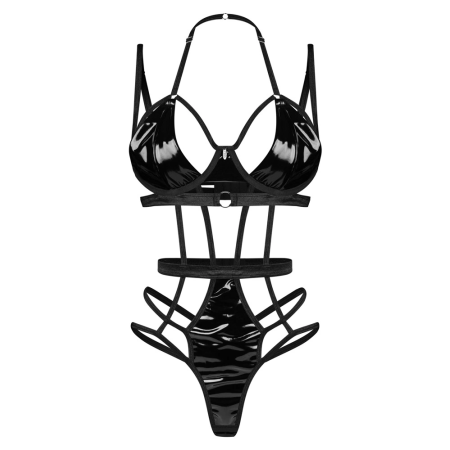 Obsessive Keira Lise Black Vinyl Strap Body S/M Adjustable Fit