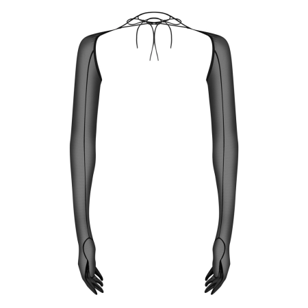 Obsessive Euphori Long Black Powernet Gloves S-L with Adjustable Ribbons