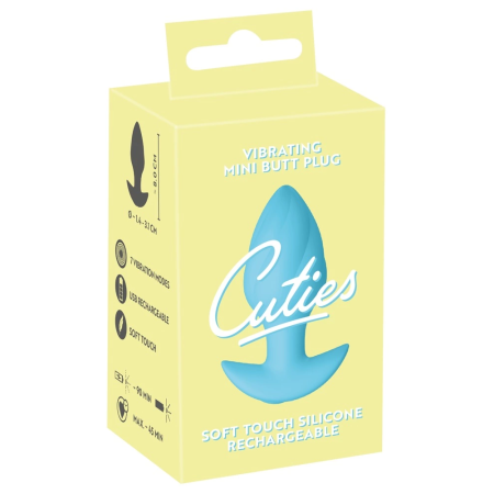 Cuties Vibrating Plug Blue - Compact Rechargeable Silicone Model 8 cm
