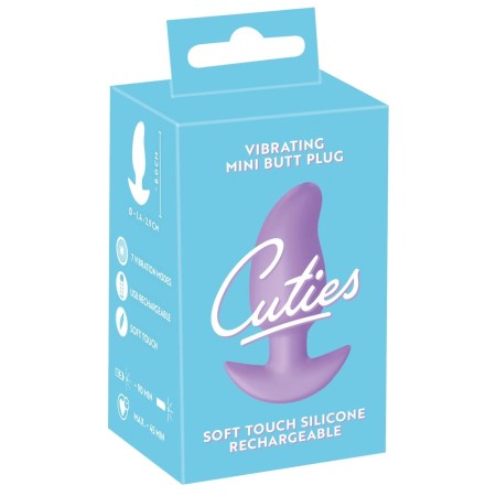 Cuties Vibrating Plug Purple - Compact Silicone Model, 7 Modes, 8 cm