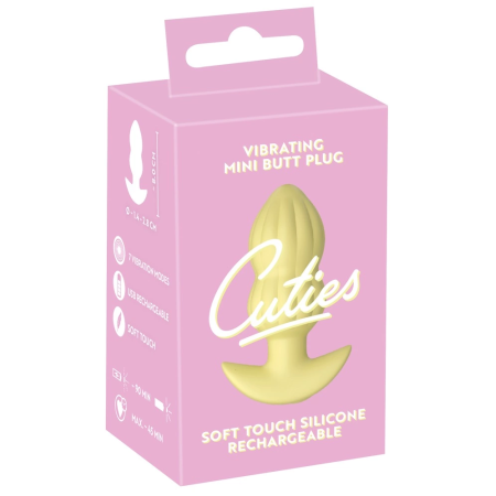 Cuties Vibrating Plug Yellow - Compact Silicone Model, 7 Modes, 8 cm