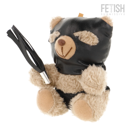 Fetish Submissive Luno Collectible Teddy Bear with Black Mask & Whip