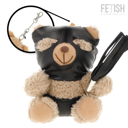 Fetish Submissive Luno Collectible Teddy Bear with Black Mask & Whip