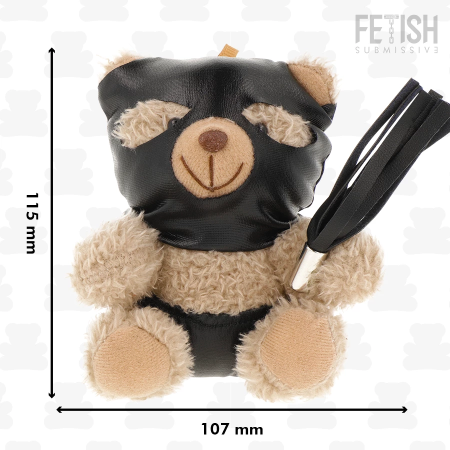 Fetish Submissive Luno Collectible Teddy Bear with Black Mask & Whip