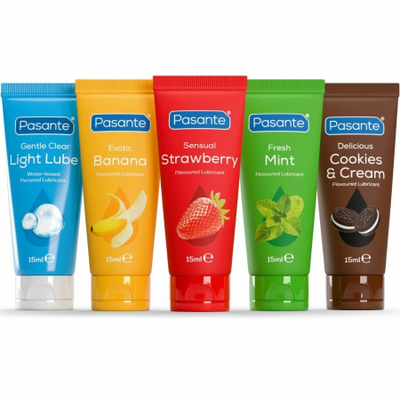 Pasante Assorted Flavour Lubricant Set 5x15ml - Water-Based, Vegan