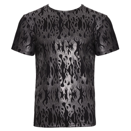 Svenjoyment Shirt S Black Metallic Silver Short Sleeve Stretch Fit