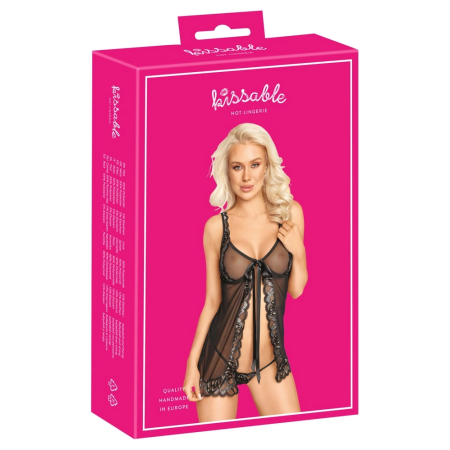Kissable Babydoll & String Set S/M - Elegant Lace, Adjustable Fit