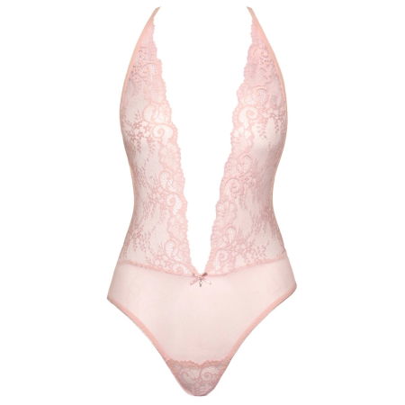 Kissable Body Pink S/M - Elegant Lace Bodysuit with Adjustable Straps