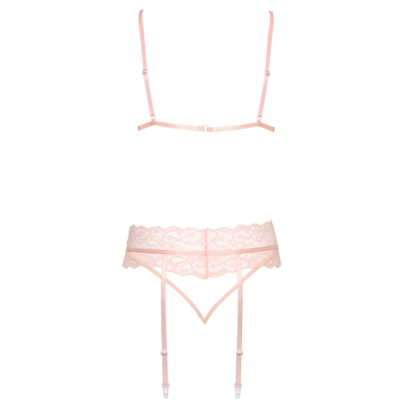 Kissable Rose Lace Lingerie Set S/M - Bra, Garter Belt & Briefs