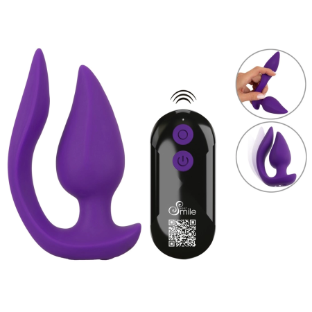 Sweet Smile RC 2in1 Dual Motor Plug & Panty Vibe, Silicone, Black