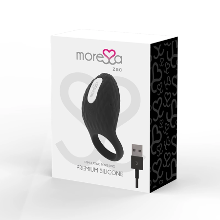 Moressa Zac Premium Rechargeable Vibrating Intimate Ring, Black, 7 Modes