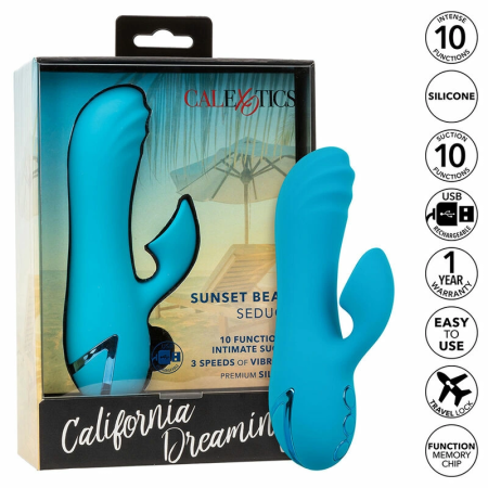 CalExotics Sunset Beach Seducer Dual-Action Vibrator Blue USB Rechargeable