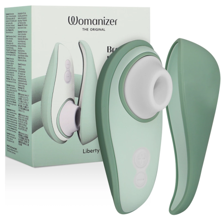 Womanizer Liberty 2 Light Green Compact Air Wave System with Travel Case