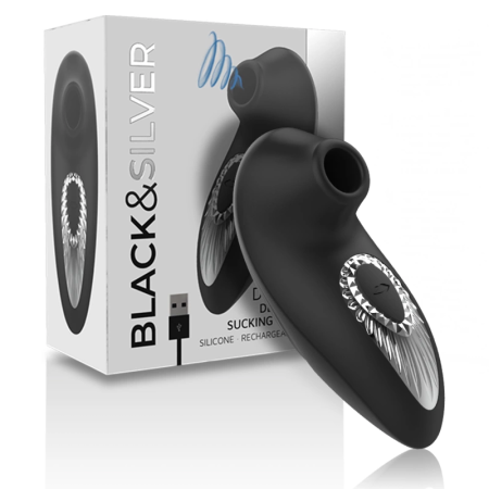 Black&Silver Drake Deluxe Rechargeable Suction Device Black Silicone