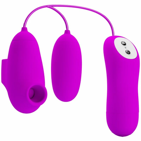 Pretty Love Vibrating Bullet & Air Pulse Intimate Device, 12 Functions, Purple