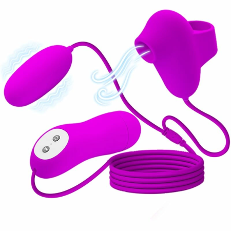 Pretty Love Vibrating Bullet & Air Pulse Intimate Device, 12 Functions, Purple