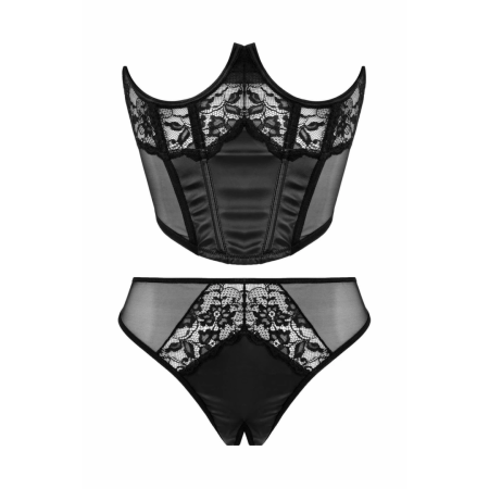 Cottelli Collection Half Corset & Tiara Thong Black Lace S