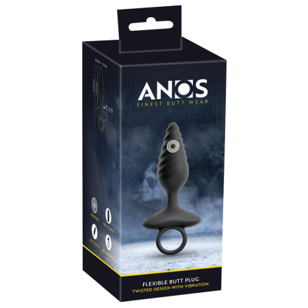 ANOS Flexible Plug Twisted Design - 10-Mode Vibrating Silicone, Black
